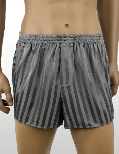 Boxer in Seta Jacquard Stripe Steelgrey